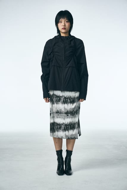 SHIRRING MIDI SKIRT_Washing film