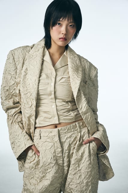 SHIRRING RAINDROP JACKET_BEIGE