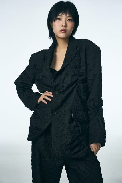 SHIRRING RAINDROP JACKET_BLACK