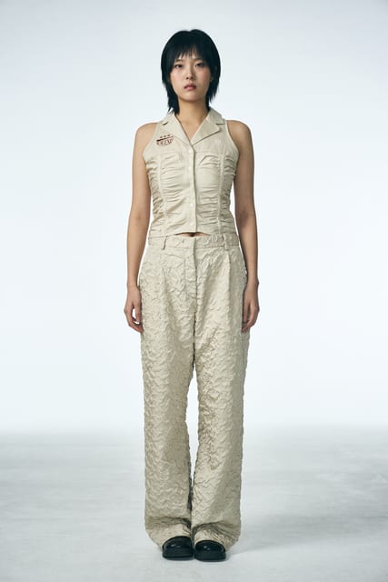 SHIRRING RAINDROP PANTS_BEIGE