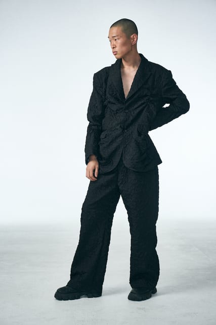 SHIRRING RAINDROP PANTS_BLACK