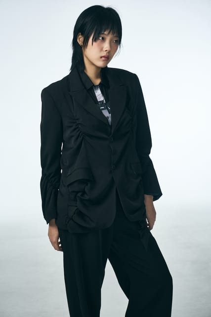 SHIRRING SINGLE JACKET_BLACK