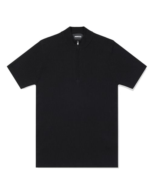 M Slim Fit Half Zip Knit/Black