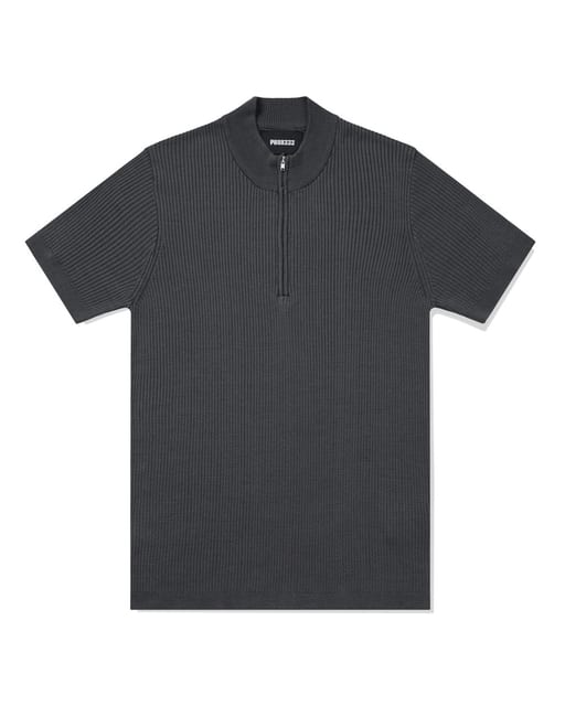 M Slim Fit Half Zip Knit/Charcoal