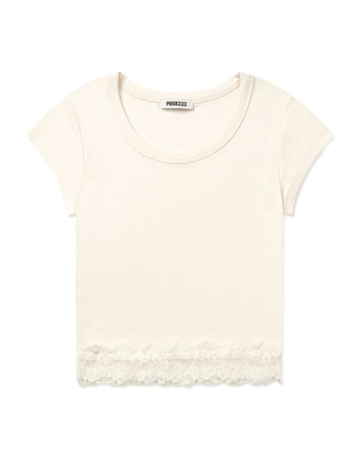 W Slim Fit Lace T-Shirt/Ivory