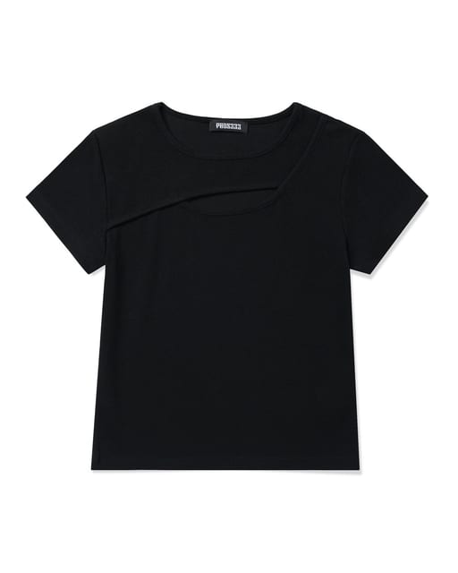 W Slim Fit Slit T-Shirt/Black