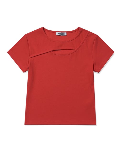 W Slim Fit Slit T-Shirt/Red