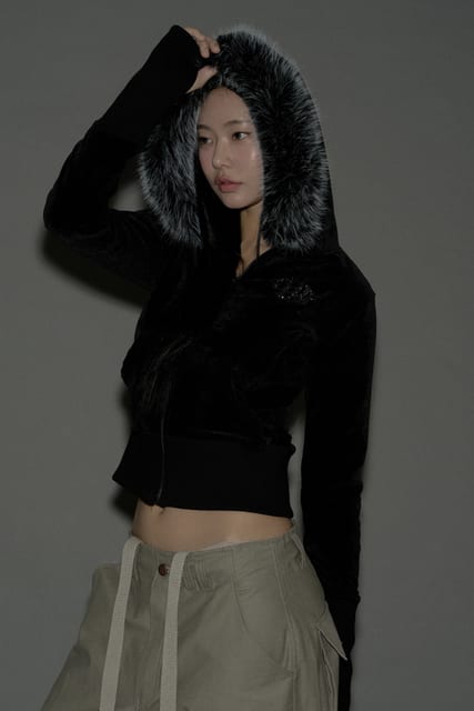 Mari Fur Hoodie Jacket (Ver.2) (Black)