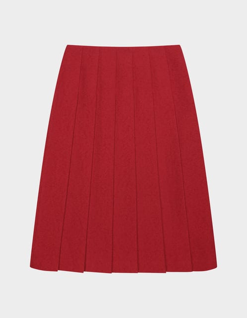 Rouge Pleated Tweed Skirt (Red)
