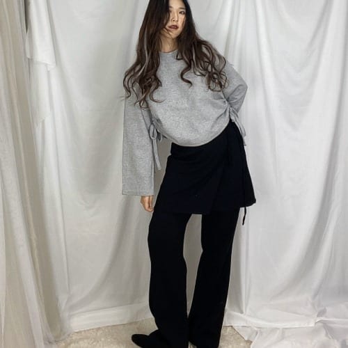 스트링 루즈핏 라운드넥 무지 맨투맨 2col