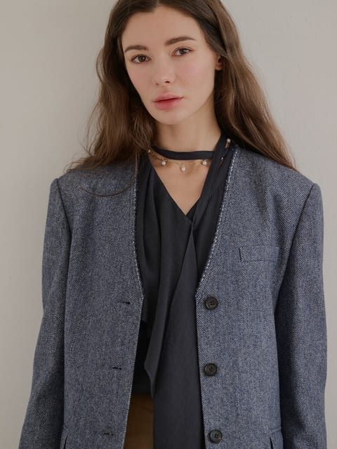 RAW EDGE NO-COLLAR JACKET