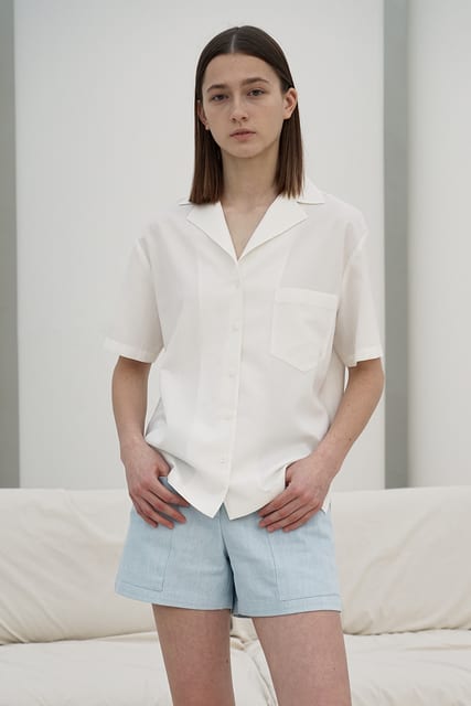 CUBAN COLLAR LOGO EMBROIDERED SHIRT