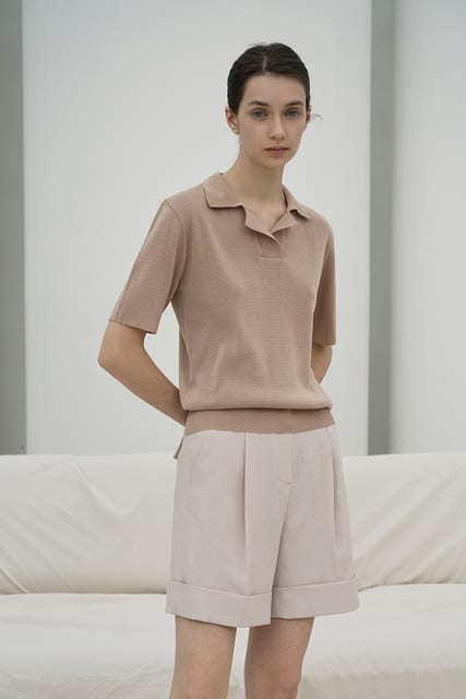 CUBAN COLLAR SHORT SLEEVED KNIT SHIRT BE