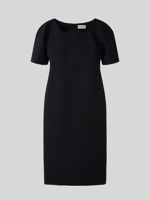 RC CURVED NECK STRUCTURED DRESS (BLACK)