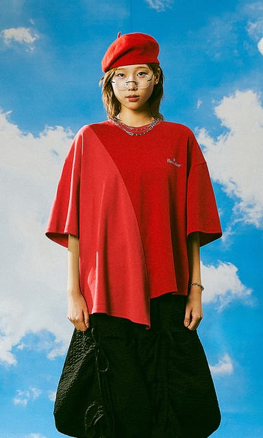 Half &Half Short Sleeve Logo T-Shirts Red