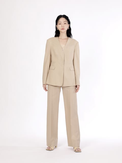 [주문제작] V-NECK WOOL BLAZER-SAND BEIGE