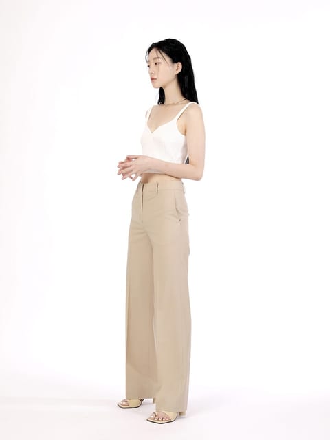 [주문제작] WOOL SEMI-WIDE TROUSERS-SAND BEIGE