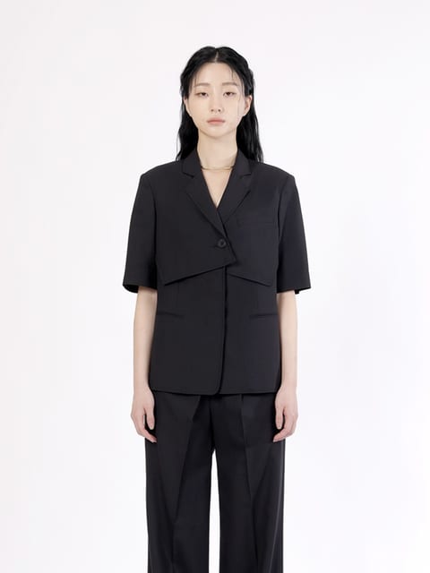 [주문제작] WOOL HALF-SLEEVE BLAZER-DARK NAVY