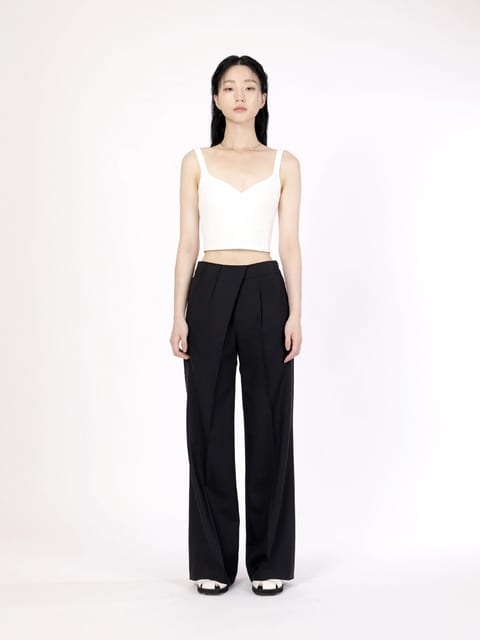 [주문제작] WOOL DRAPED WIDE TROUSERS -DARK NAVY