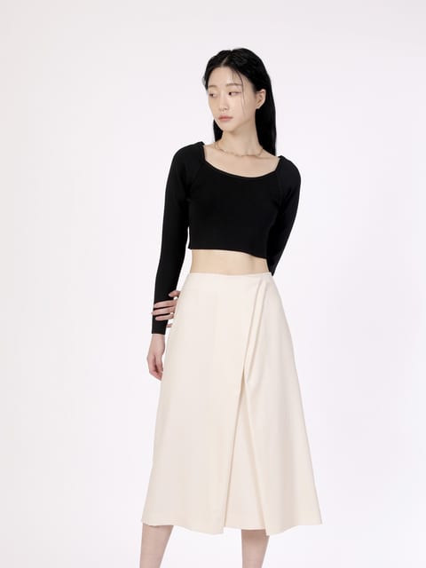 [주문제작] WOOL DRAPED A-LINE SKIRT-CREAM BEIGE
