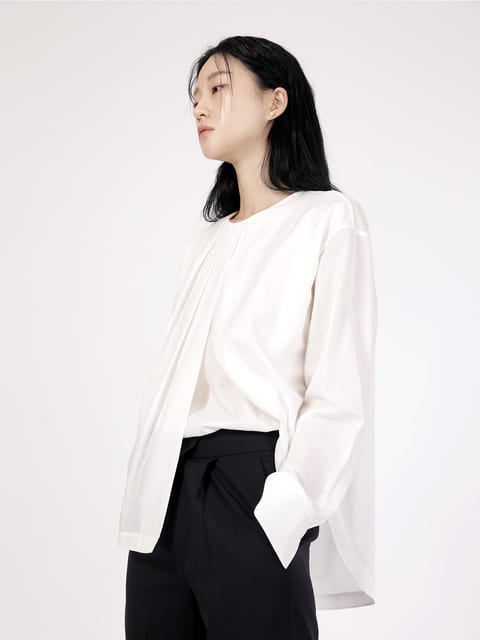 [주문제작] ORGANIC COTTON LAYERED BLOUSE-WHITE