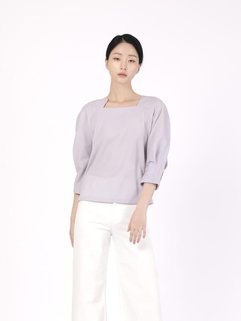 [주문제작] CURVED LINE WOOL TOP-LAVENDER
