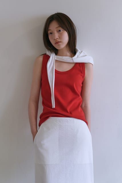 [8TH] Crunch Maxi Skirt_White