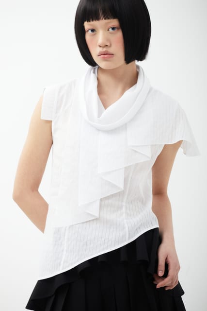 COWL PLEATS BLOUSE  (white)