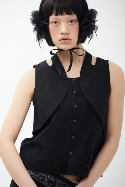 DOUBLE VEST BLOUSE (black)