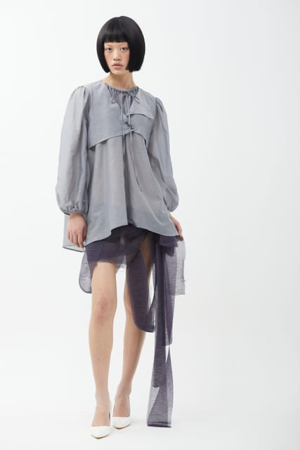SILK COTTON BLOUSE (gray)