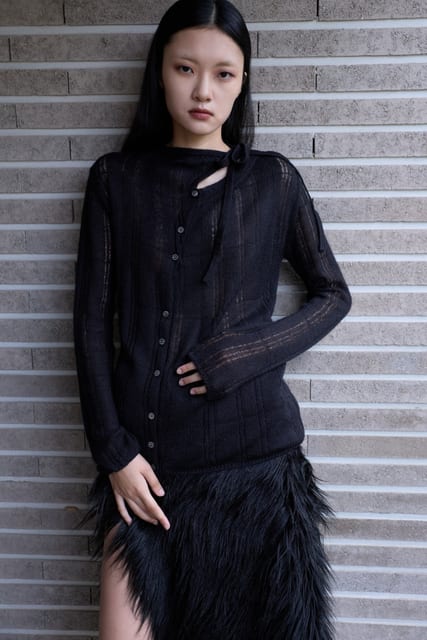 UNBALANCE KNIT CARDIGAN (black)