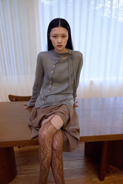 UNBALANCE KNIT CARDIGAN (melange blue)