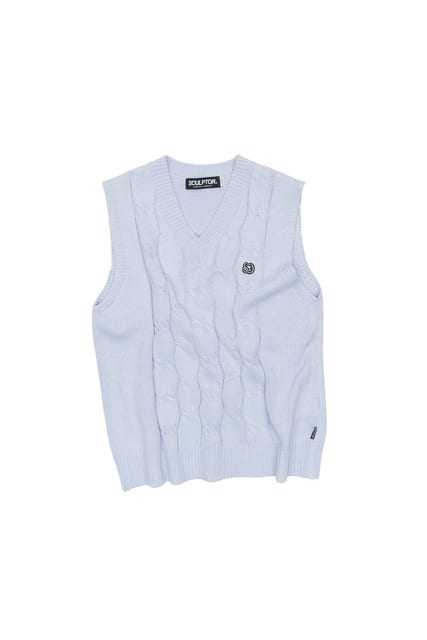 Basic Symbol Patch Knit Vest Baby Blue