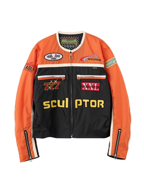 Color Block Motor Jacket Orange/Black