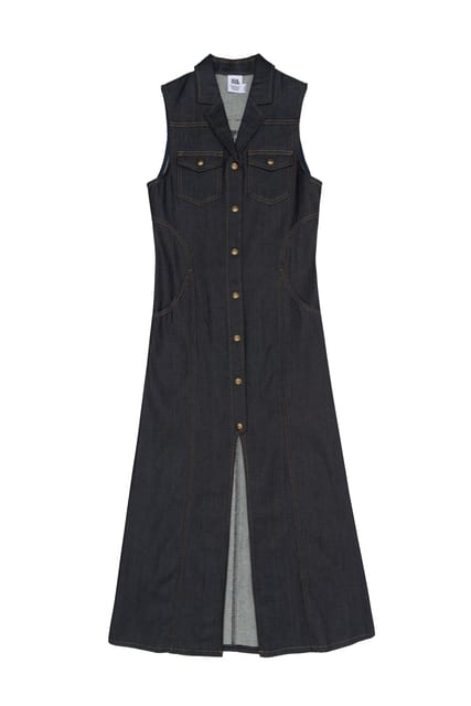 Maxi Sleeveless Denim Coat Indigo Blue