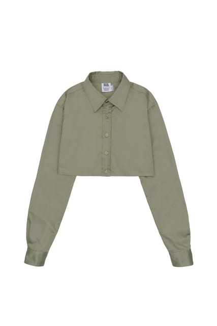 Slim Crop Shirt Beige