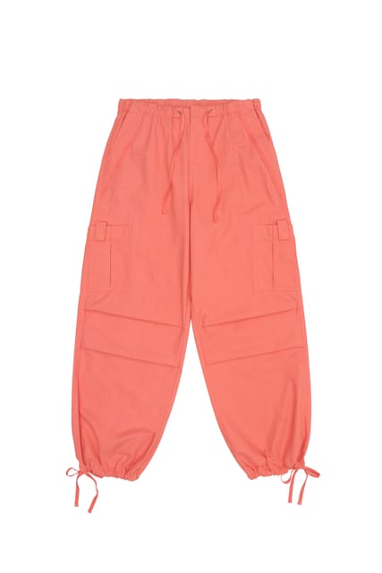 Wide Paratrooper Cargo Pants Coral Red