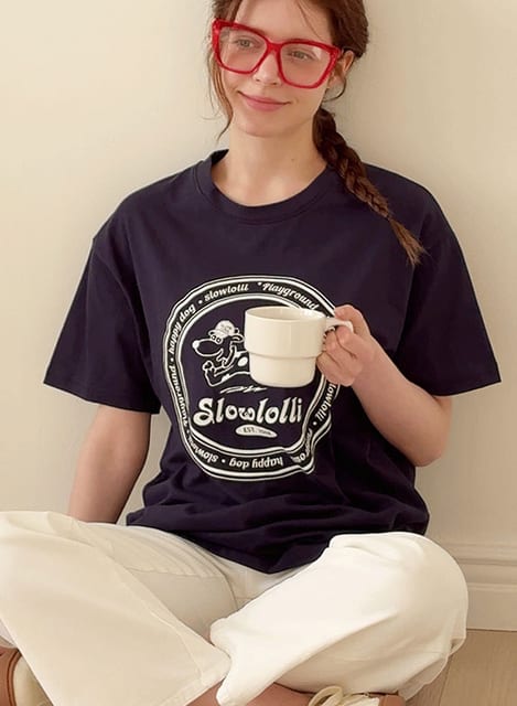 Circle dog-printed t-shirt_2 Colors
