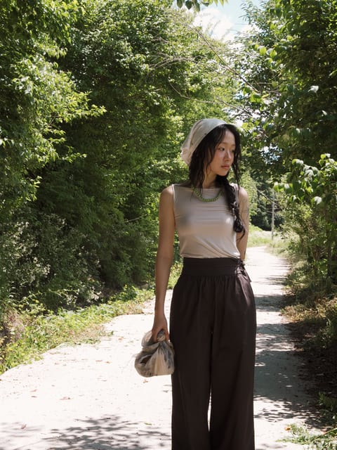 Cotton String pants in brown_코튼 스트링 팬츠 브라운