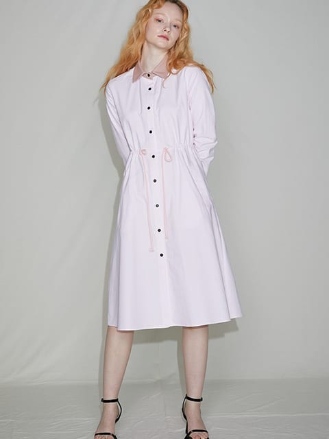 Oxford Long Flare Dress_Pink