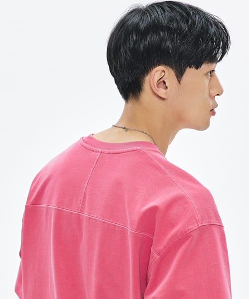 460G 컷 헤비 피그먼트 티셔츠-코랄