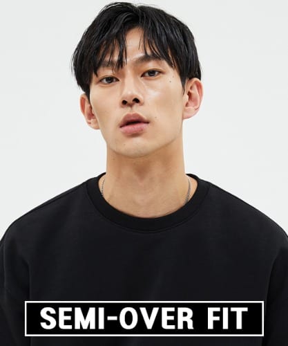 950G 솔리드 맨투맨-딥 블랙-[세미 오버핏]