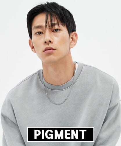 980g 피그먼트 맨투맨- 문 그레이