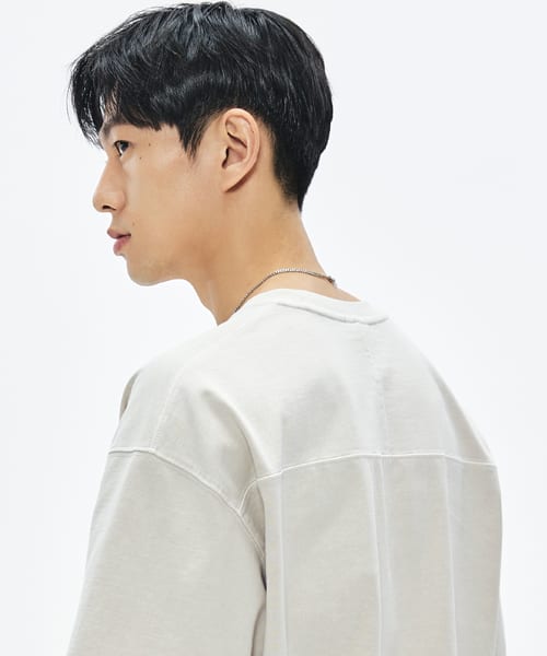 460G 컷 헤비 피그먼트 티셔츠-샌드 베이지