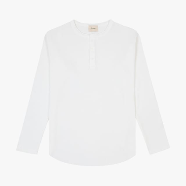 Stranger Relaxed Fit Waffle Henley Long-Sleeve (White)
