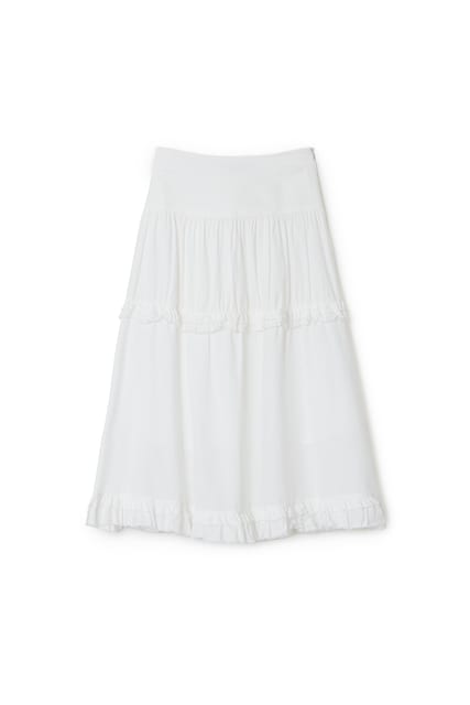 FRILL MAXI SKIRT, WHITE
