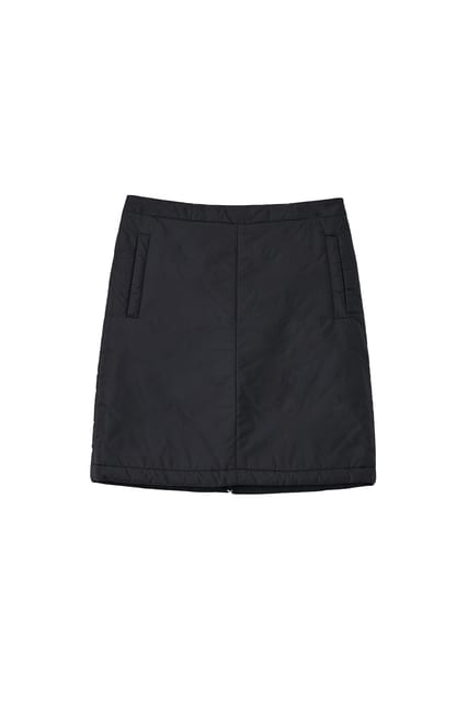PADDED MIDI SKIRT, BLACK