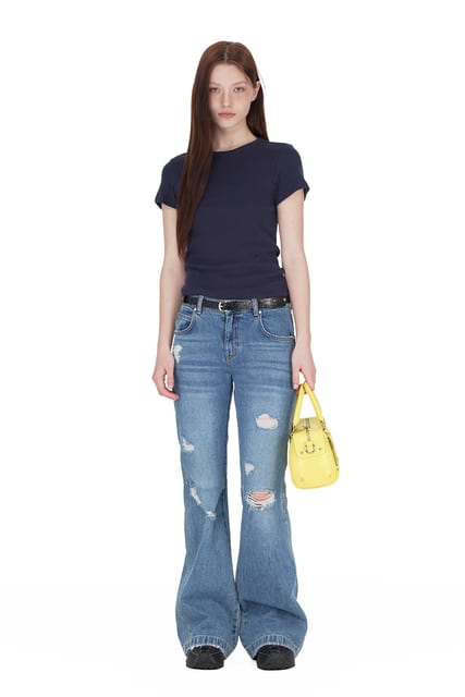 SUNBURN BASIC T-SHIRT, NAVY PUNCHING