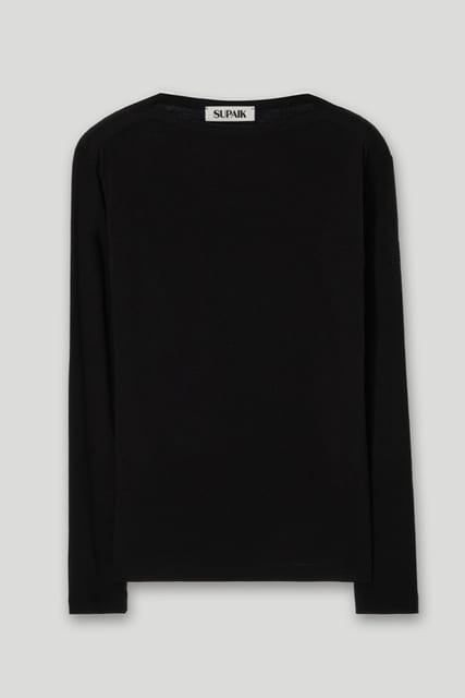 LONG SLEEVE BOATNECK JERSEY TOP_BLACK