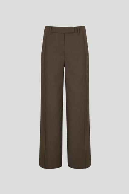 SIDE PIN TUCK PANTS _ BROWN